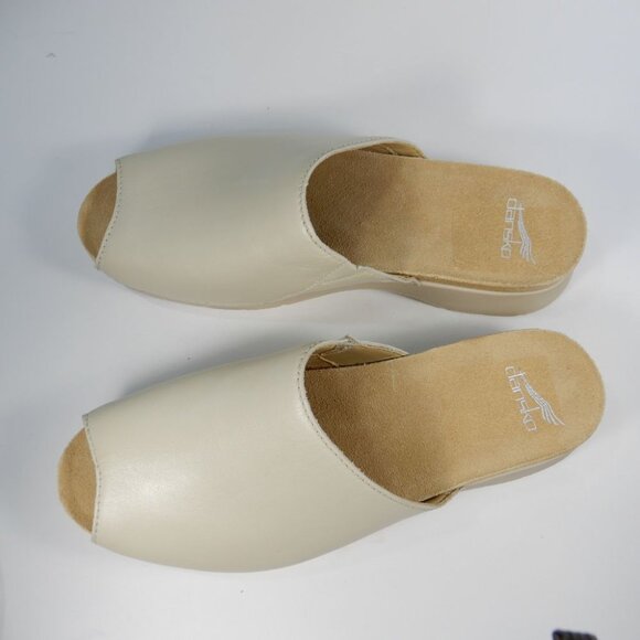 DANSKO Ravyn Peep Toe Platform Sandals Size 41 10.5 11 Ivory Leather NEW $140 - Picture 6 of 12